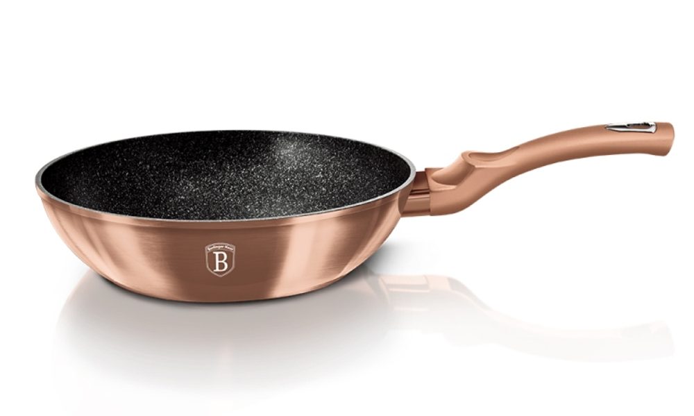 BERLINGERHAUS Pánev Wok s mramorovým povrchem 28 cm Rosegold Metallic Line BH-1512