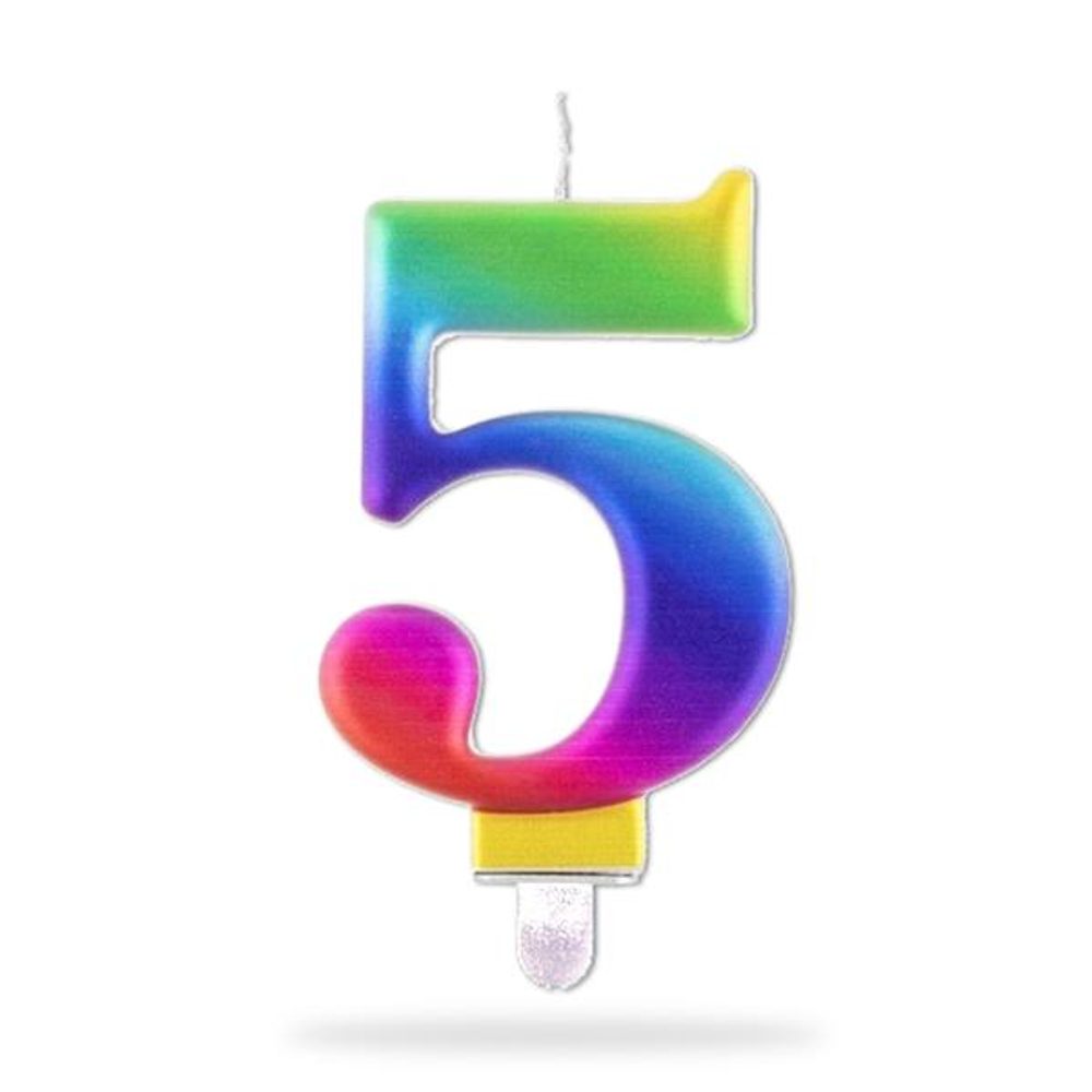 Levně TORO SVÍČKA ČÍSLICE "5" ZAPICHOVACÍ, 7,5CM, DUHOVÁ