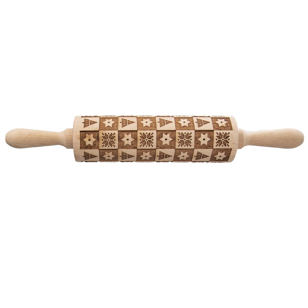 Levně Váleček dřevo Dekor 20/38 cm Vánoce