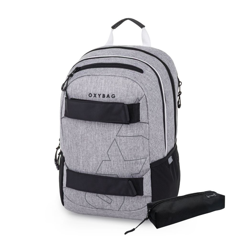Levně Studentský batoh + etue OXY Sport Grey Melange