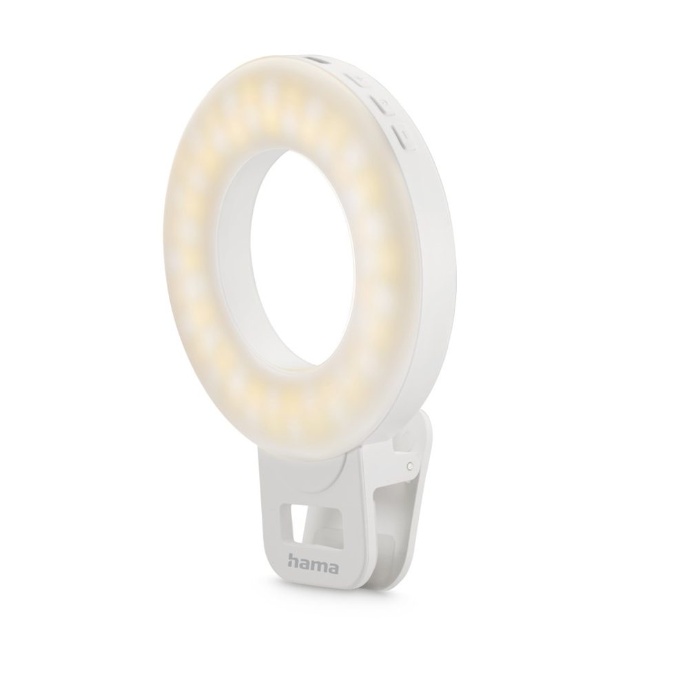 Levně Hama LED kruhové světlo ToGo se svorkou na telefon, 60 LED, průměr 9,6 cm, nabíjecí
