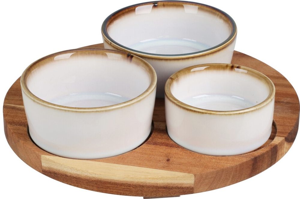 Levně EXCELLENT HOUSEWARE Servírovací misky s kulatým podnosem sada 4 ks KO-278000750