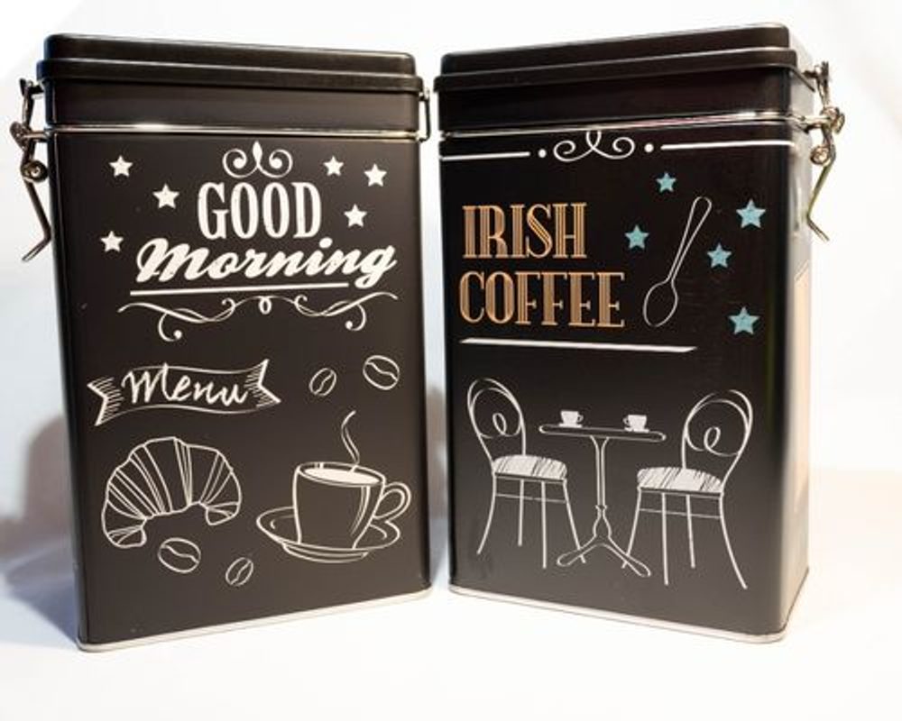 Levně dóza plech. 7,8x12,2x18,6cm, COFFEE, patent., 3tm.dekory