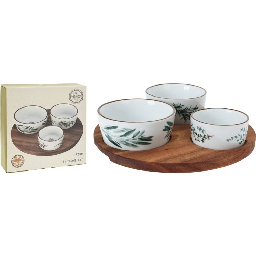 Levně EXCELLENT HOUSEWARE Sada misek na pochutiny servírovací s kulatým tácem 4 ks KO-210000930
