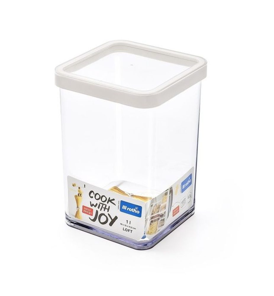 Levně dóza 1,00l LOFT, 10x10x14,2cm, těsnění, pevný plast