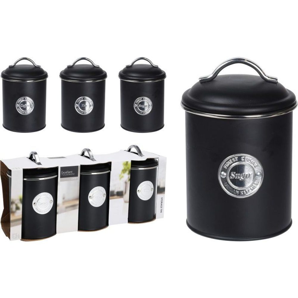Levně EXCELLENT HOUSEWARE Dóza s víkem na potraviny kovová sada 3 ks KO-C80601960