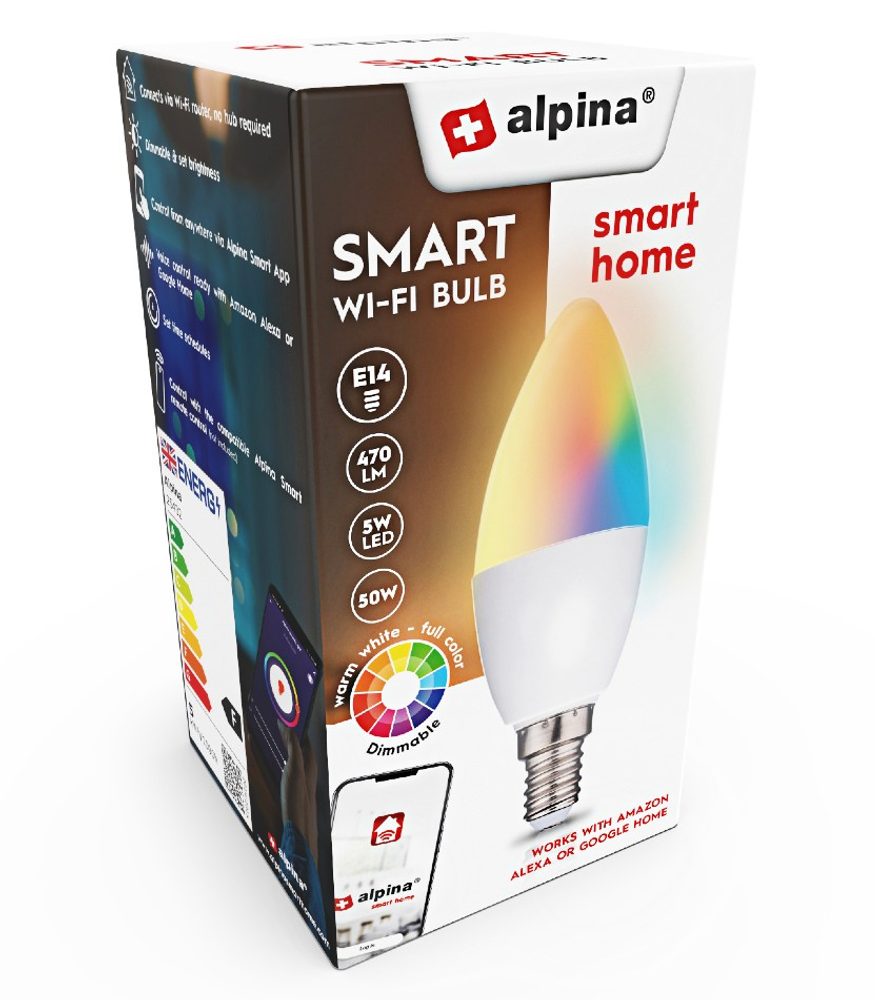 Levně ALPINA Chytrá žárovka LED RGB WIFI bílá + barevná E14 ED-225432