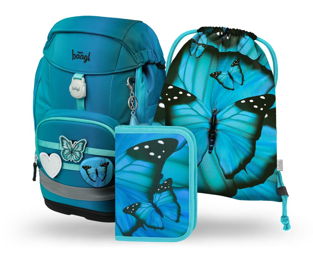 Levně BAAGL SET 3 Airy Plus Butterfly: batoh, penál, sáček