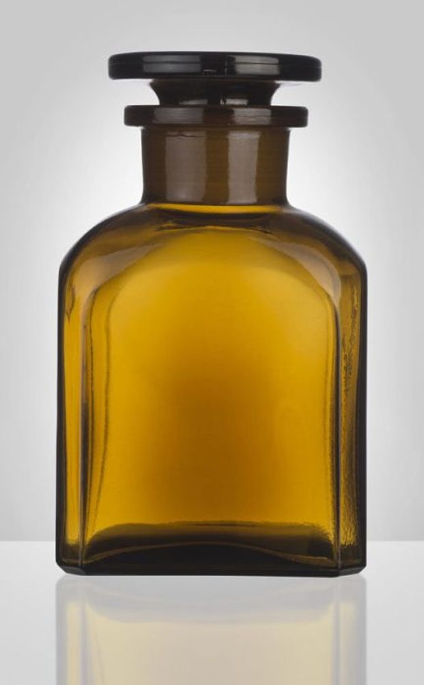 Levně dóza-prachovnice 150ml-čtv.hnědá, zabr.víko, sklo