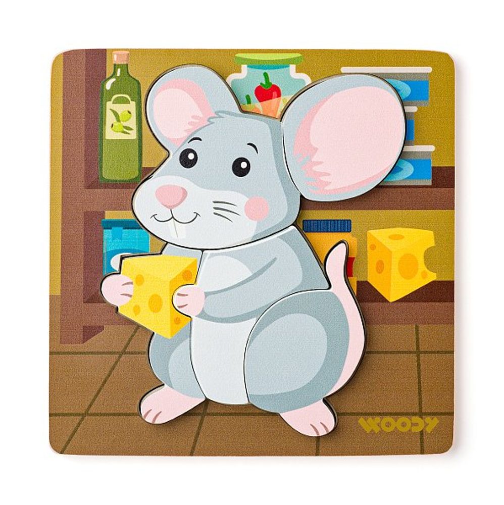 Levně WOODY Puzzle Baby - myška