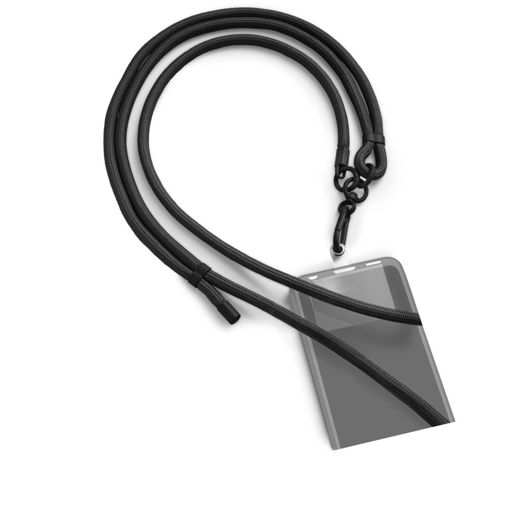 Levně Hama šňůrka na mobil, univerzální, nastavitelná, s karabinkou, 2 m, černá