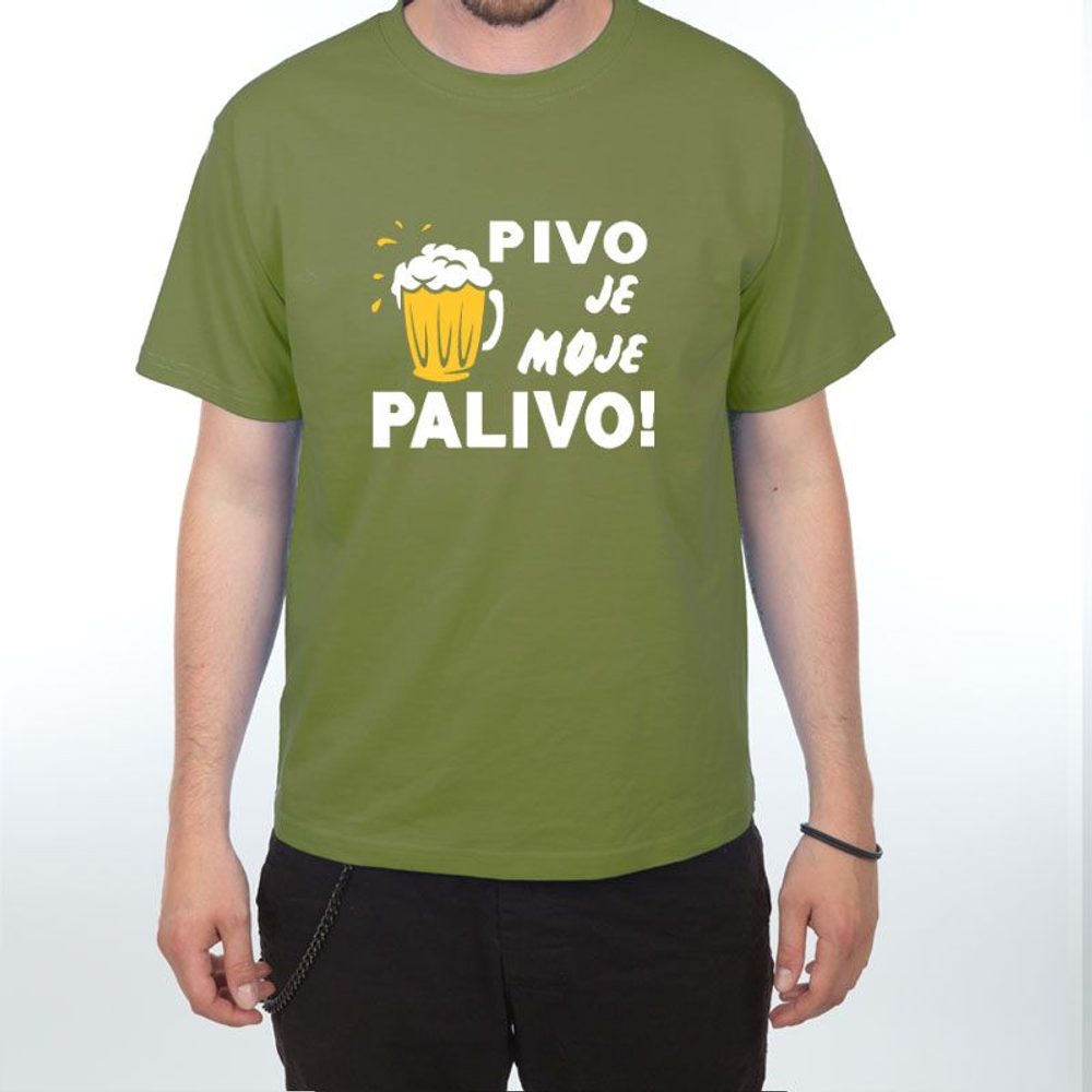 Levně Tričko - Pivo je moje palivo - XXXL olive