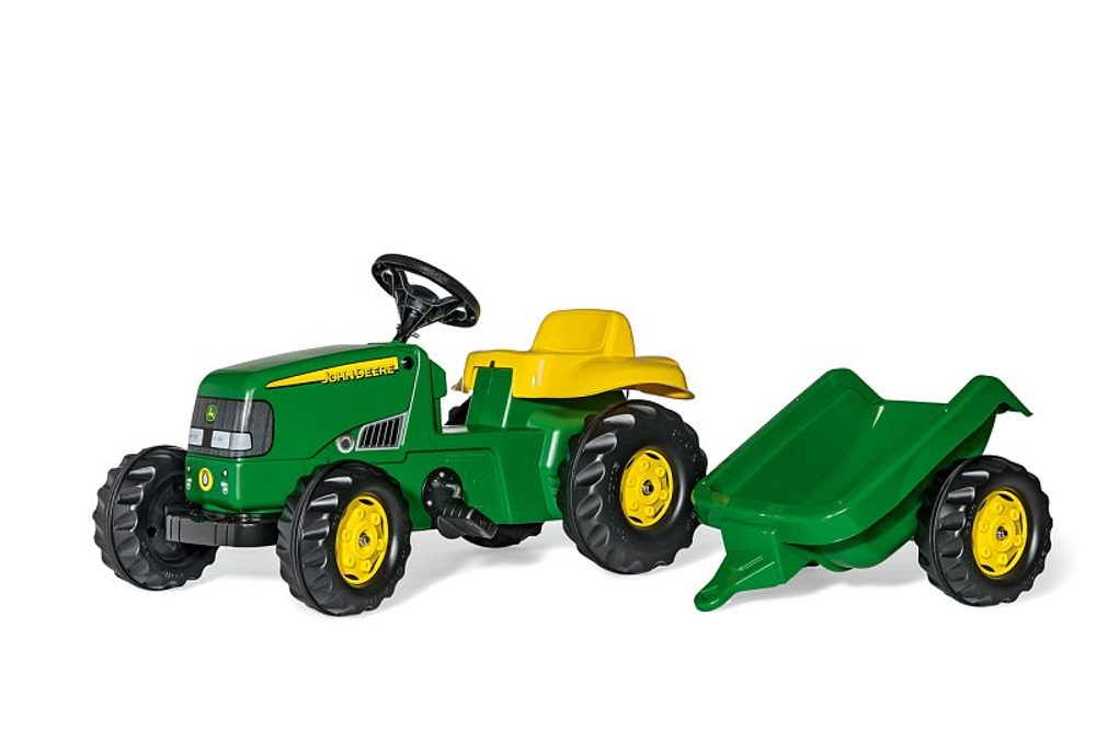 ROLLYTOYS Šlapací traktor Rolly Kid J.Deere s vlečkou - zelený