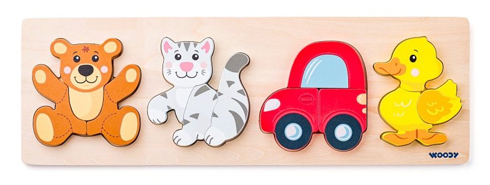 Levně WOODY Puzzle Baby na desce, 4 motivy