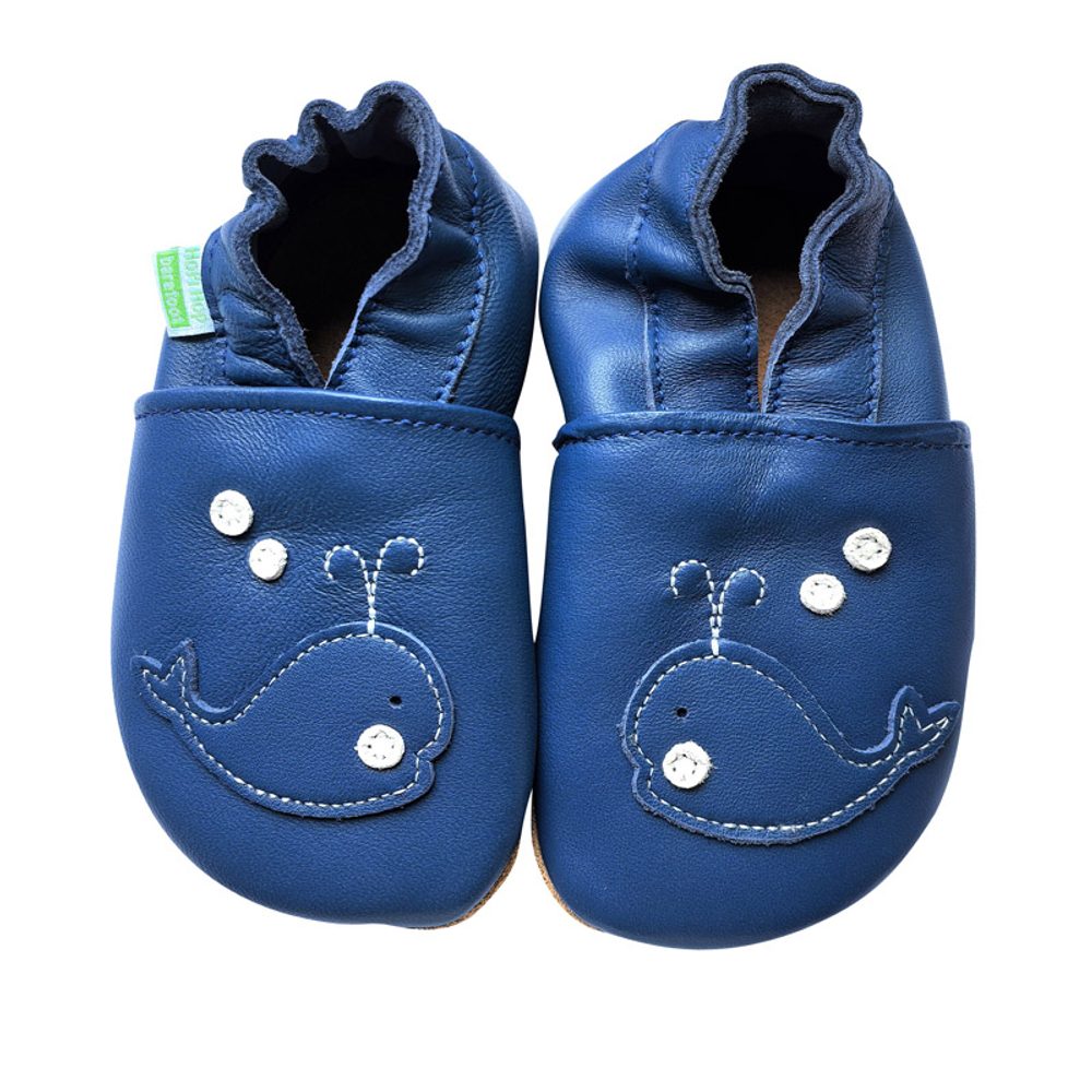 Levně Hopi Hop Barefoot kožené capáčky - velryba - L