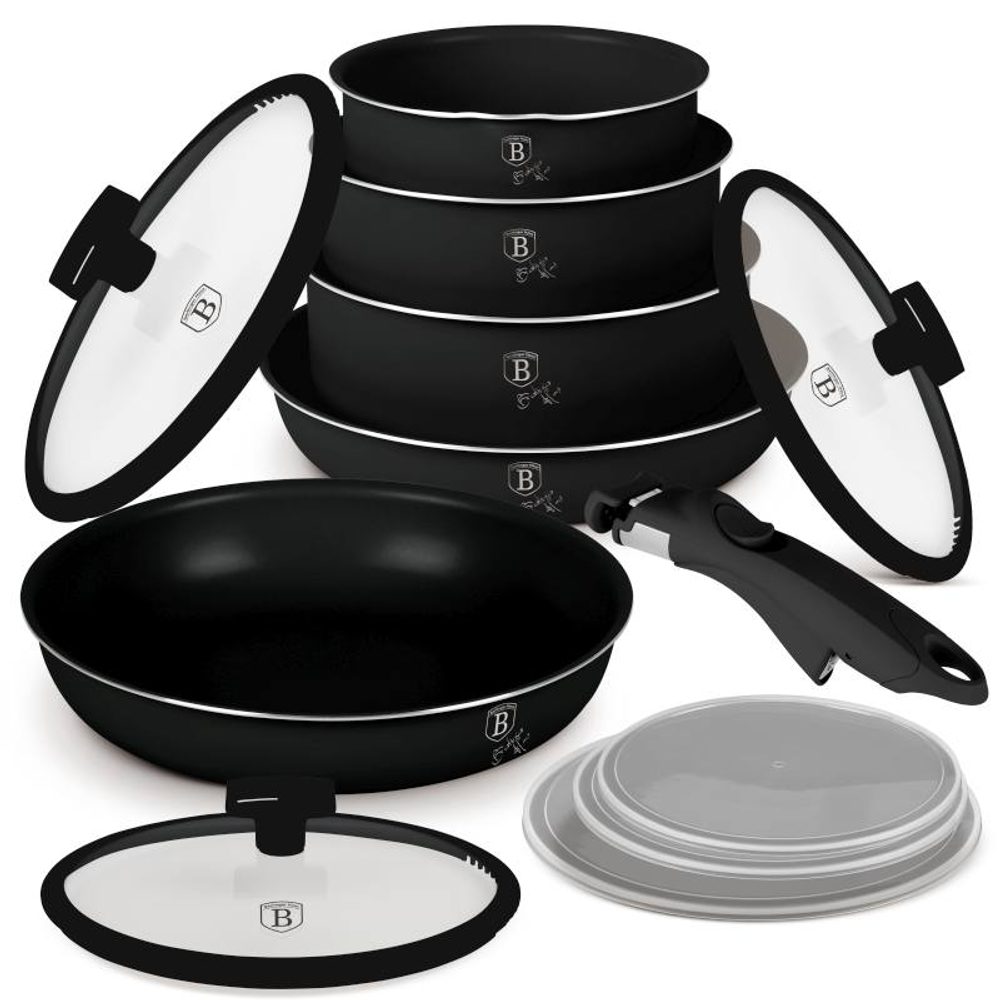 Levně BERLINGERHAUS Sada nádobí s titanovým povrchem 12 ks Matte Black Collection BH-8248