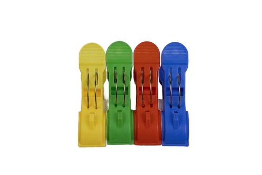 Levně kolíčky 4ks,12x3,5cm, 4barvy, kov.pružina, plast