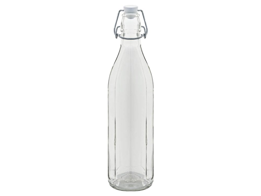 Levně láhev 1,0l KULATÁ, COSTOLATA, patent.uzávěr,sklo