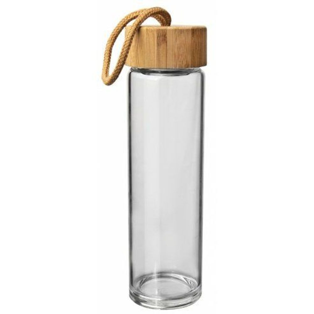 Levně láhev 0,45l sklo, sítko, šroub.uzávěr bambus