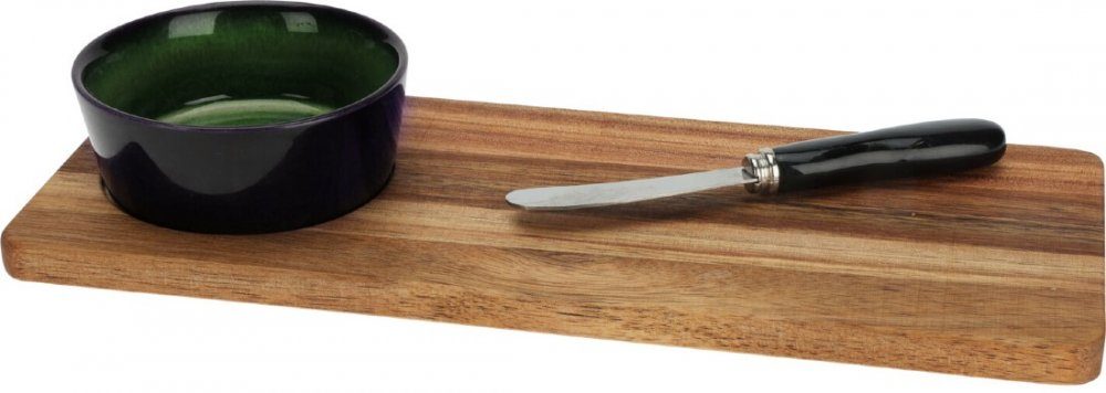 Levně EXCELLENT HOUSEWARE Servírovací podnos + miska a nůž sada 3 ks tmavě zelená KO-278000720zele
