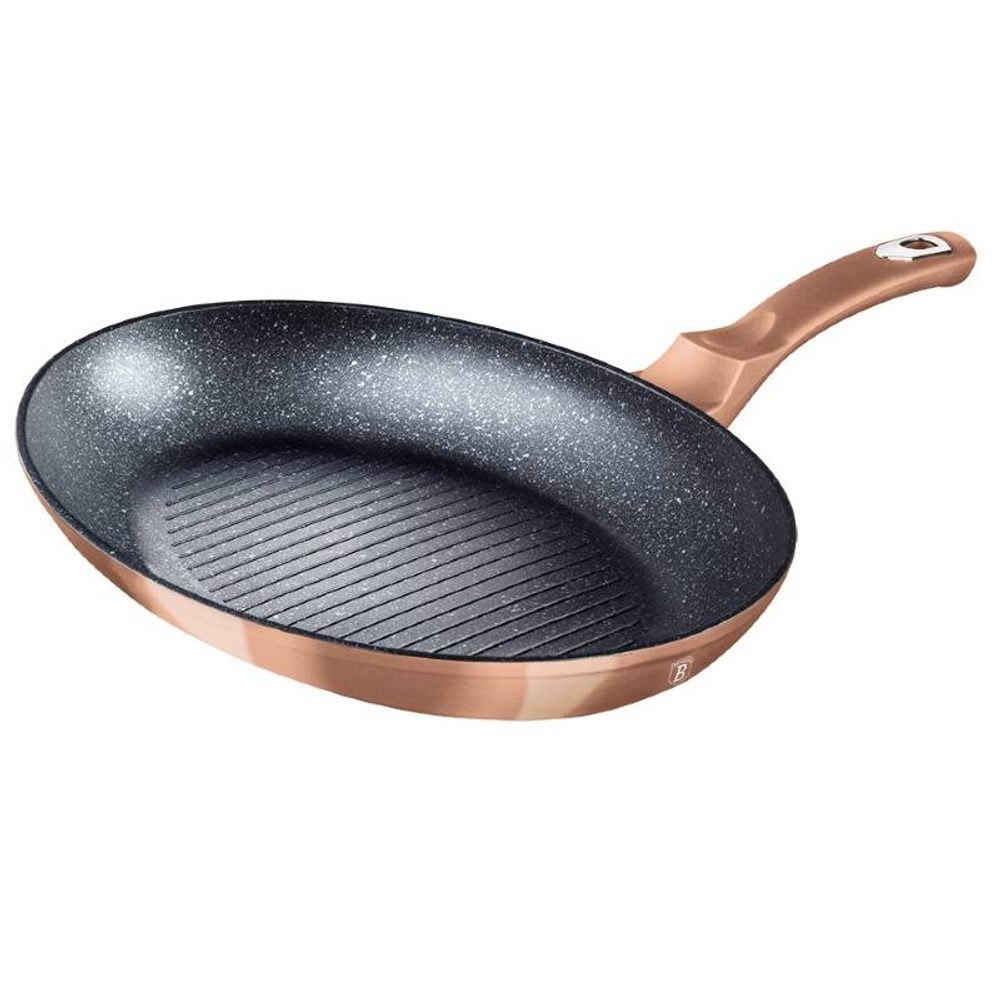 Levně BERLINGERHAUS Pánev na ryby a steaky s mramorovým povrchem 35 cm Rosegold Metallic Line BH-7170