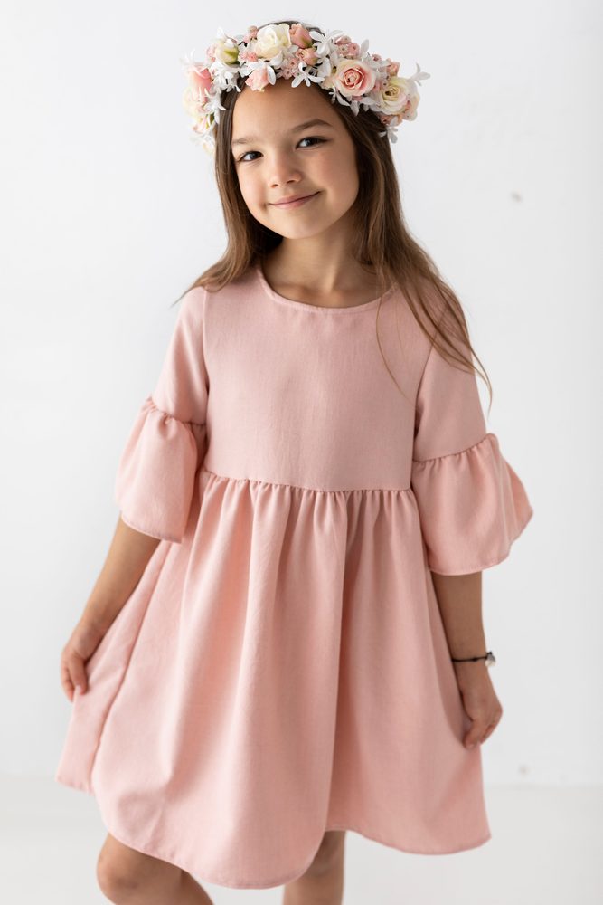 Levně Lily Grey Dívčí slavnostní boho šaty pudrově růžové - 140