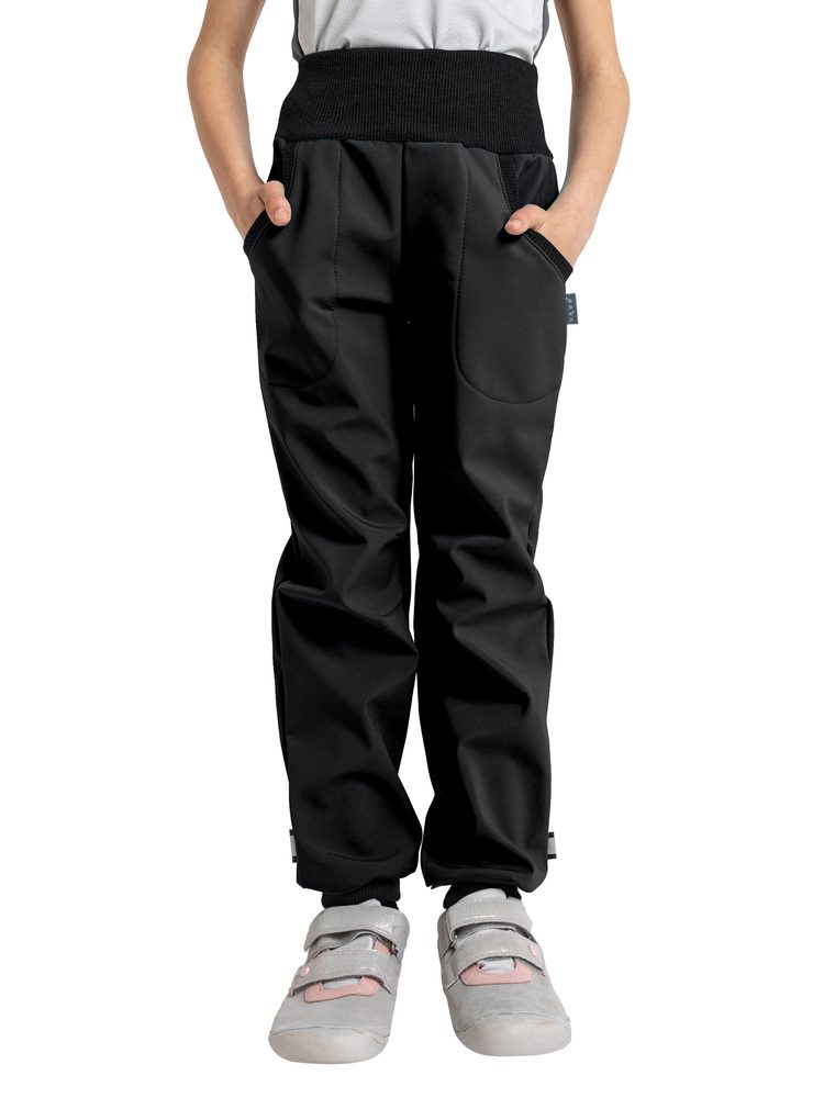 Unuo, Softshellové kalhoty s fleecem Street, Černá (Unuo Softshell kids trousers, black) - 104/110