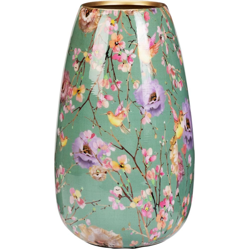 H & S COLLECTION Váza s květinovým potiskem 30 cm zelená KO-A67825340