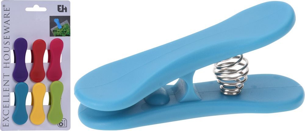 Levně skřipec 6ks MAXI 6,5cm, na sáčky, plast