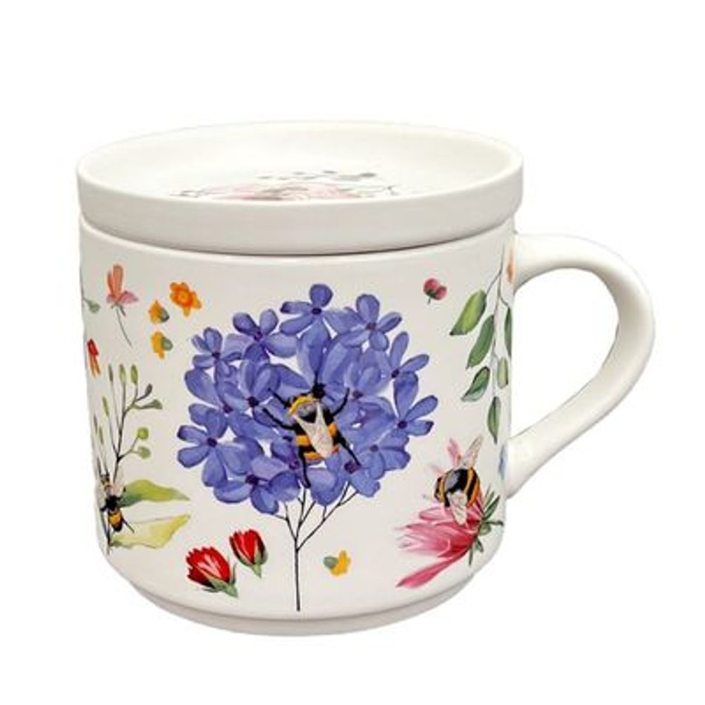 Levně hrnek 450ml MEADOWS+víčko, d8x8,5cm, porcelán *po 9.10.