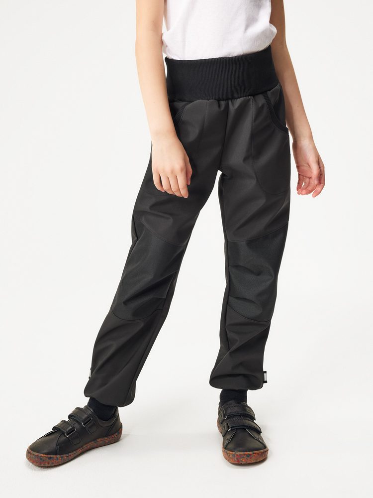 Unuo, Dětské softshellové kalhoty s fleecem Street Strong, Černá - 98/104