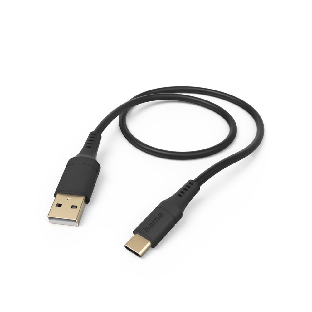 Levně Hama kabel USB-C 2.0 typ A-C 1,5 m Flexible, silikonový, černá