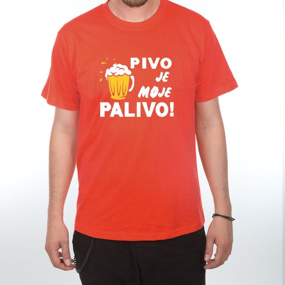 Levně Tričko - Pivo je moje palivo - S červená