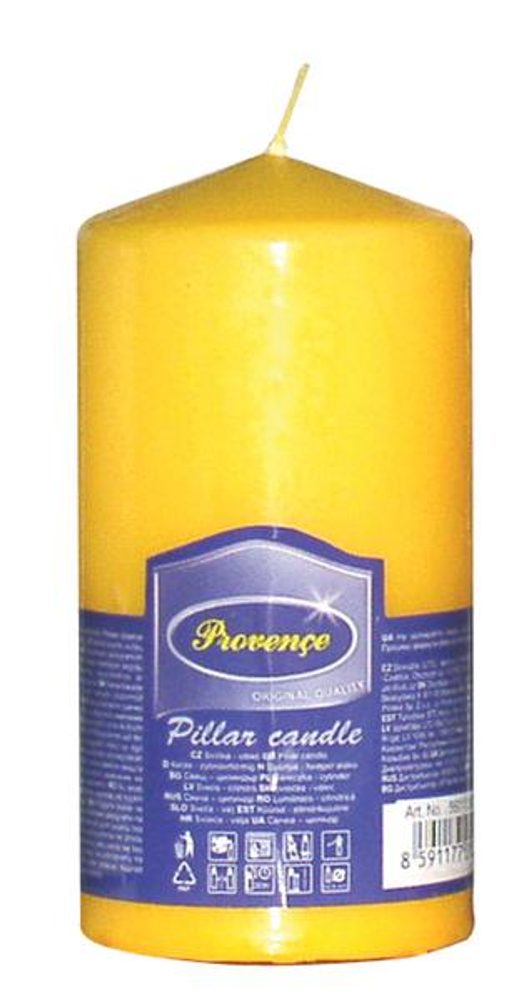 Levně Provence Svíčka parafín válec žlutá, 6, 3 x 12, 5 cm