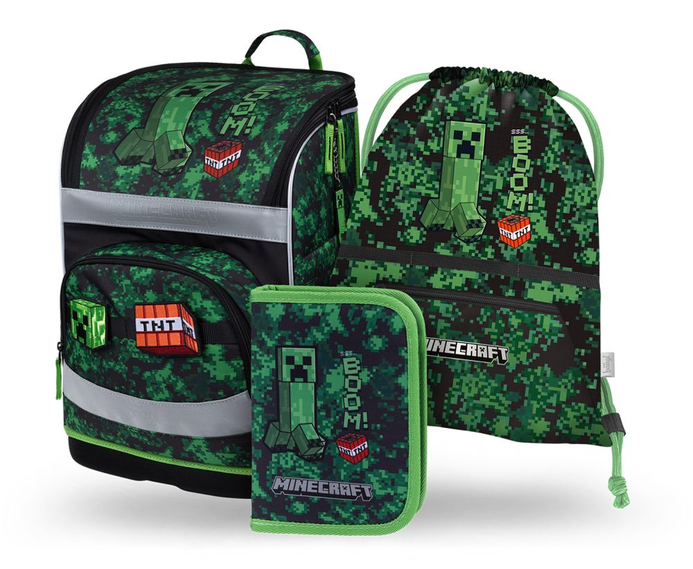 Levně BAAGL SET 3 Zippy Plus Minecraft Boom: aktovka, penál, sáček