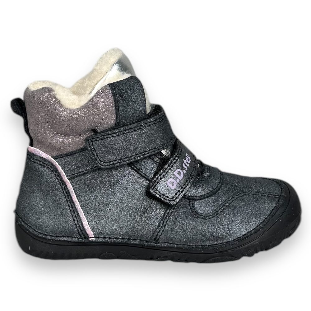 Levně DDstep dětské zimní barefoot boty - Třpytivé černé - 28