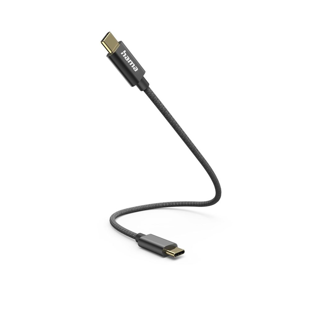 Levně Hama kabel USB-C 2.0 typ C-C 0,2 m, opletený, černý
