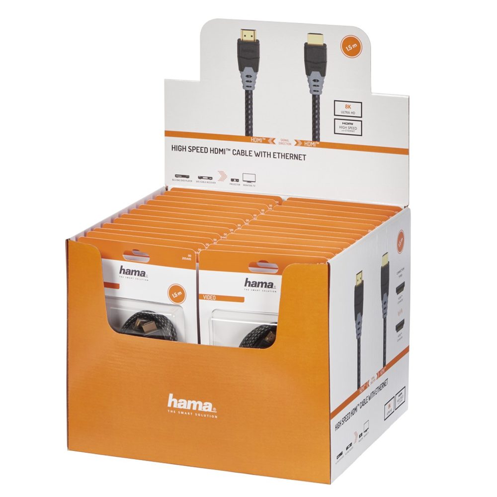 Levně Hama HDMI kabel 8K, 1,5 m, pozlacený, opletený, blistr/displej