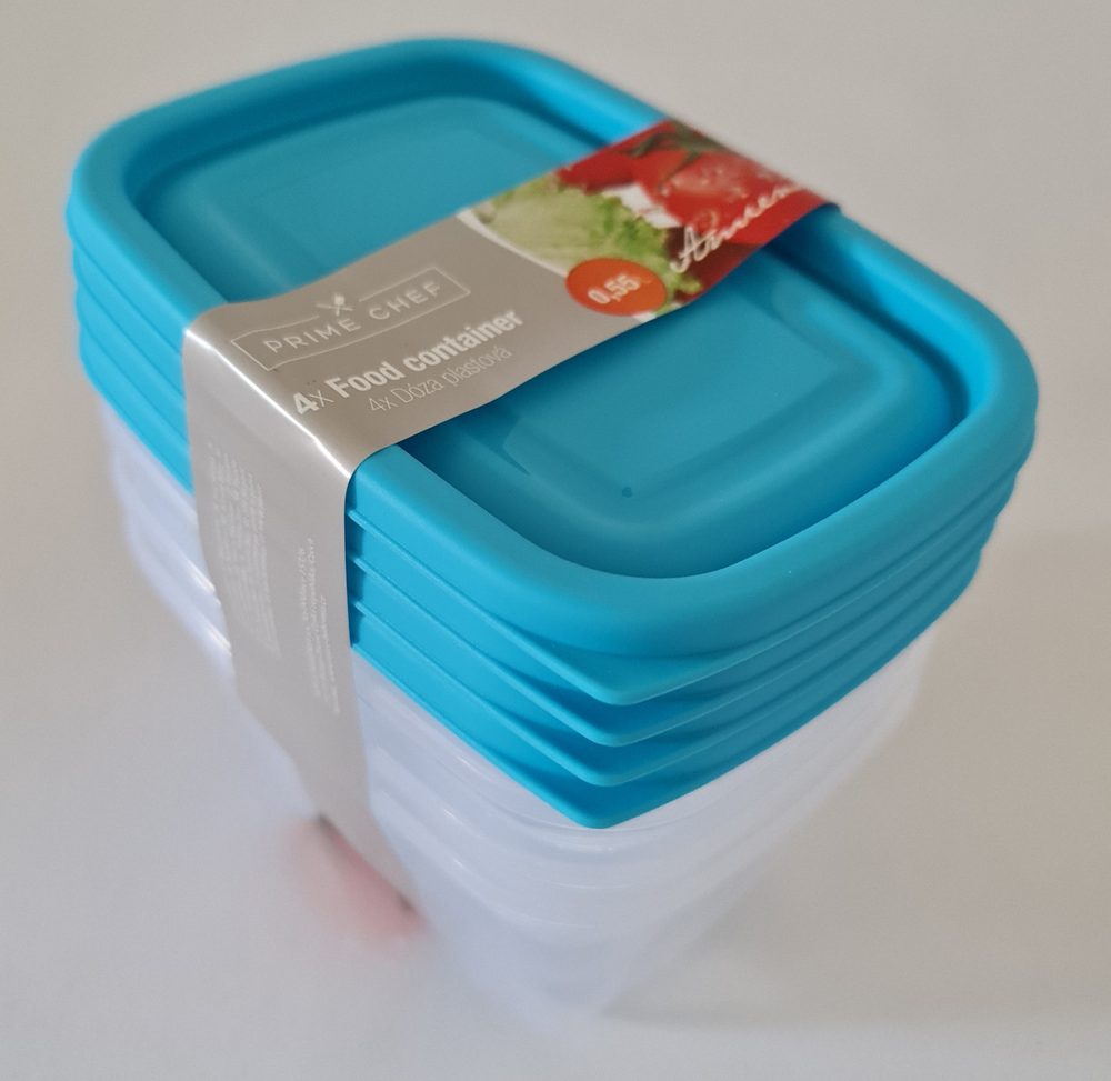Levně box-sada 4ks, 0,55l HAPPY COL., modrá, plast