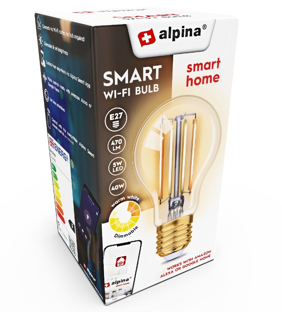 Levně ALPINA Chytrá žárovka LED WIFI bílá stmívatelná E27 470LM ED-225448