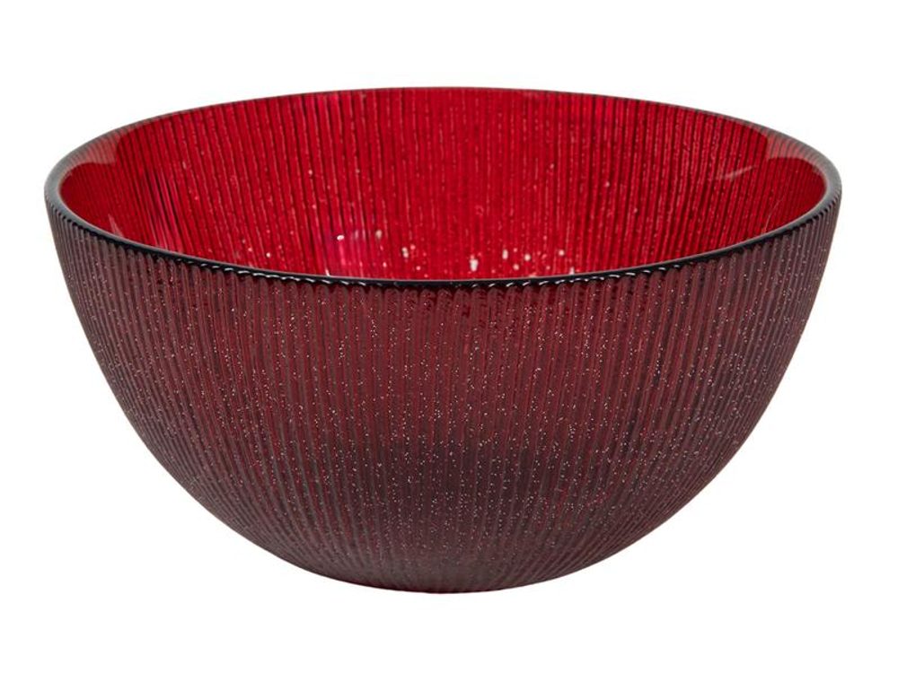 Levně HIT MISKA LESKLÁ ČERVENÁ S GLITRY D15*7CM 0.5L