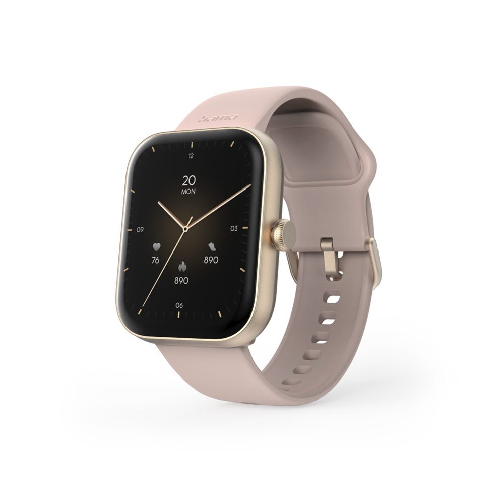 Levně Hama 5000, smart hodinky, funkce telefonování, voděodolné IP68, Siri/ Google Assistant, růžové