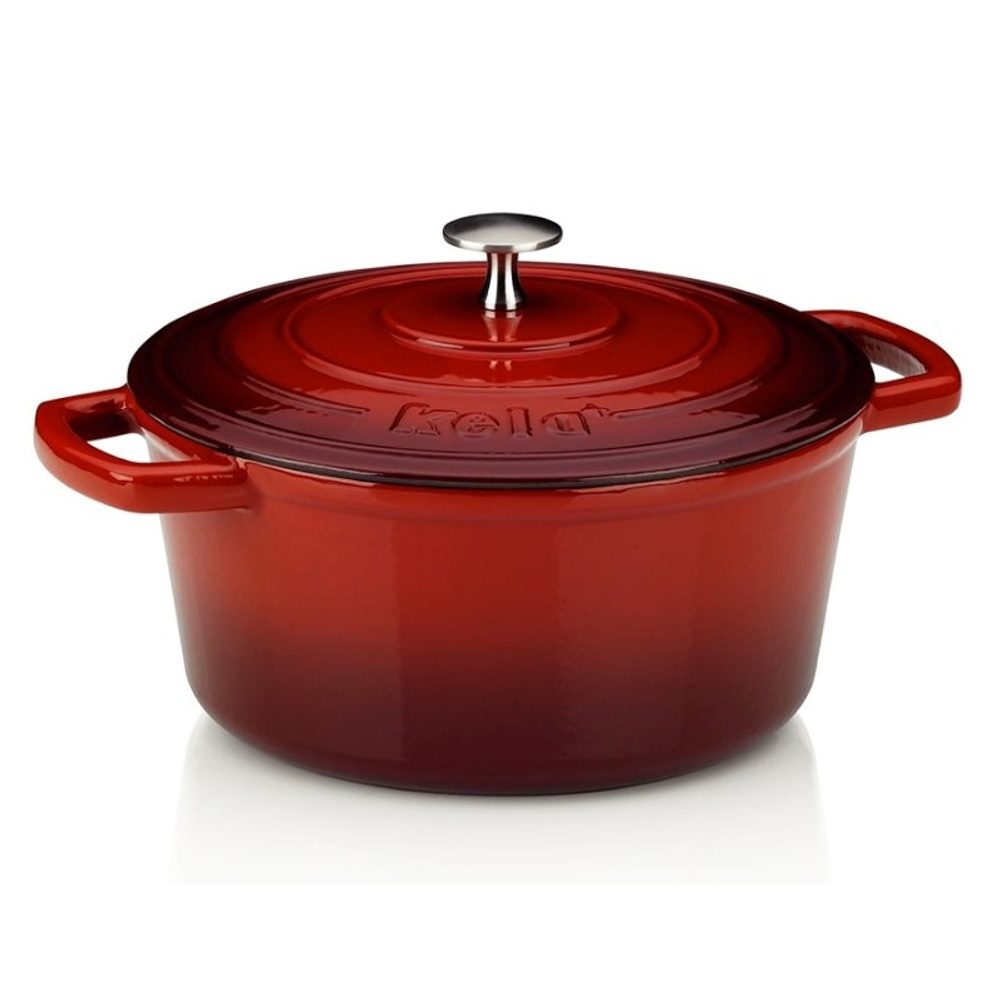 Levně KELA Pekáč litinový s poklicí CALIDO 24 cm červená KL-11941