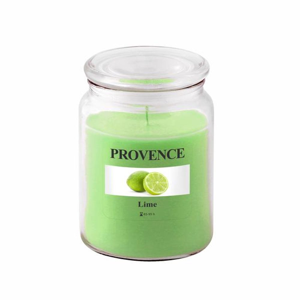 Levně Provence SVÍČKA VE SKLE S VÍČKEM 510G, LIMETKA