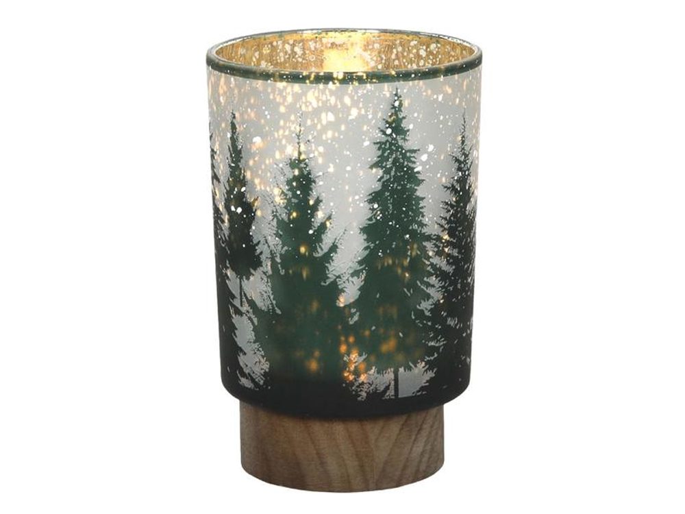 Levně HIT LAMPA VÁN.STROMEK SKLO S DŘEV.ZÁKLADNA 10X15CM LED