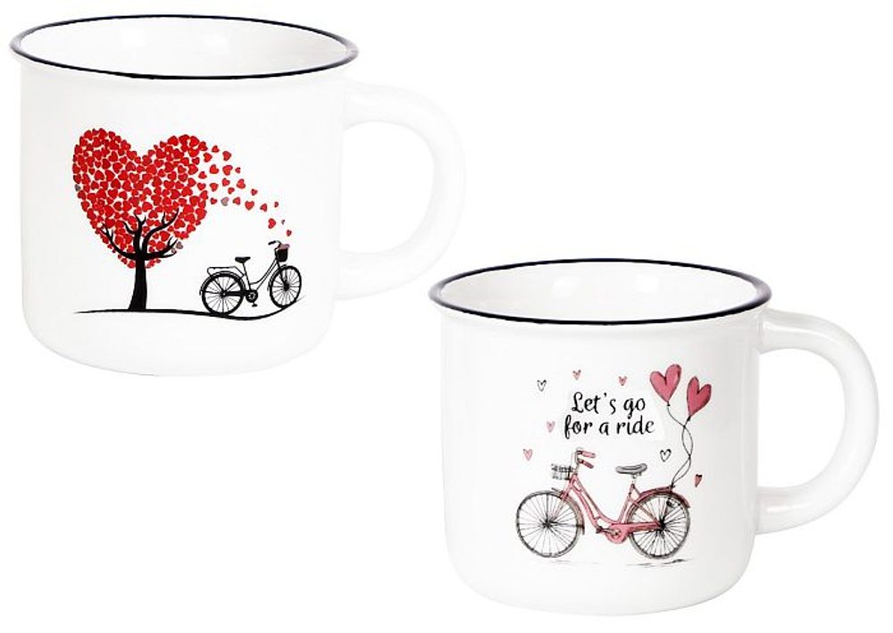 Levně hrnek 350ml BIKE LOVE, 2dekory, new bone