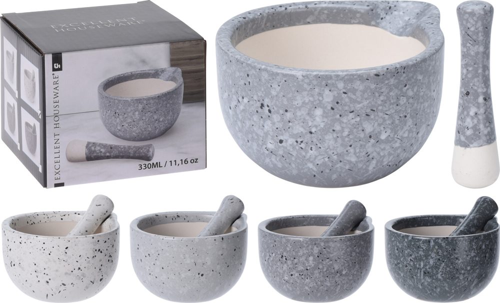 Levně hmoždíř d11cm s tlouč., 4barvy, porcelán