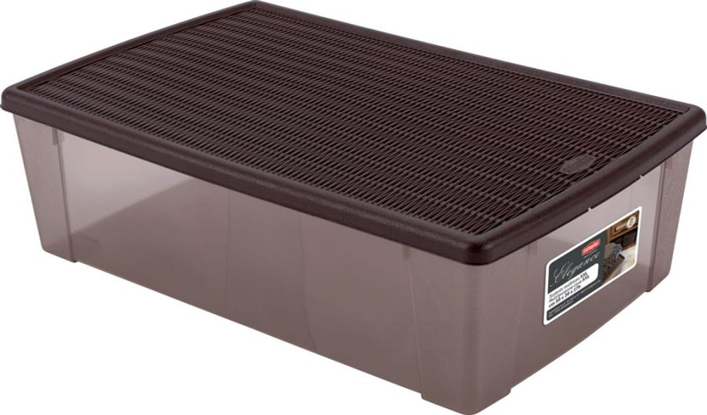 Levně box 30,0l+víko 59x39x17cm hnědý ELEGANCE-XXL