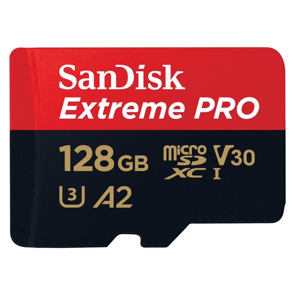 SanDisk Extreme PRO microSDXC 128 GB + SD Adapter 200 MB/s and 90 MB/s A2 C10 V30 UHS-I U3