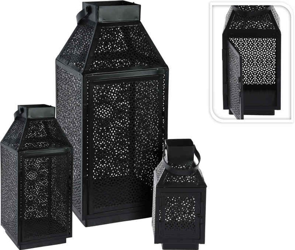 Levně PROGARDEN Lucerna na svíčku vzorovaná sada 3 ks 38/28/20cm KO-AAE331190